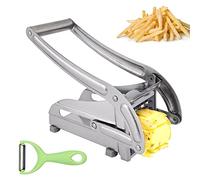 Potato Chipper, Chip Cutter with Potato Peeler, Stainless Steel Potatoes Chips French Fries Cutter with 2 Slicer Blades, Professional Potatoes Chipper for Carrots Vegetables Fruits
