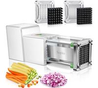 Potato Chipper Electric, Sopito Professional Chip Cutter Heavy Duty Potato Cutter with 9mm and 12mm (3/8 Inch and 1/2 Inch) Stainless Steel Blades for Potatoes, Carrots, Cucumbers and More