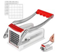 Potato Chipper, Professional Chip Cutter, French Fry Cutters, Plastic and Stainless Steel Potato Cutter, Potatos Slicer, Includes 25/49 Holes Blades Manual Food Slicer Dicer with No-Slip Suction Base