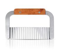 Potato Chipper, Stainless Steel Crinkle Cutter, Wavy Blade Chips Cutter Crinkle Slicer Vegetable Chopper (Silver)