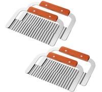 Potato Chipper, Stainless Steel Crinkle Potato Crinkle Cutter, Wavy Blade Chips Cutter Crinkle Slicer Vegetable Chopper (Silver) (4Pcs)