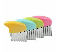 Potato Chipper Stainless Steel Crinkle Slicer Wavy Blade Chips Cutter Kitchen Cooking Tool for Chips French Fries Vegetables Fruits (1 x Random Color Potato Chipper)
