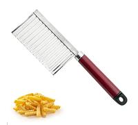 Potato Chipper Stainless Steel Crinkle Slicer Wavy Blade Chips Cutter Kitchen Cooking Tool for Chips French Fries Vegetables Fruits (1 x Maroon Crinkle Cutter)