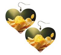 Potato Chips Leather Earrings for Women Heart Earrings Lightweight Dangle Drop Earrings Cute Jewelry Gift, One Size, No Gemstone