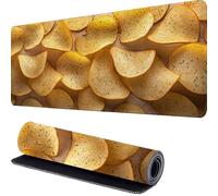 Potato Chips Mouse Pad 700 x 300 x 3mm Desk Mat Yellow Gaming Mouse Pad, Large Mousepad, Mousemat Computer Desk Mat with Non Slip Rubber Base, Water Resist Surface, for Desks, Gaming, Work r-556