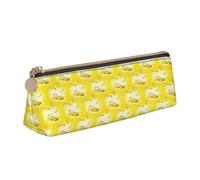 Potato Chips Printing Triangular Leather Pencil Case with Zipper Pen Pouchfor Boys Girls Pupil for Work and School
