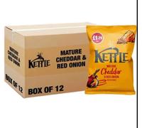 Potato Chips Variety 12 Pack, 80g per Box, Sea Salt & Black Pepper, Mature Cheddar & Red Onion, Sweet Chilli & Sour Cream, Sea Salt & Balsamic Vinegar, Lightly Salted (Mature Cheddar & Red Onion)