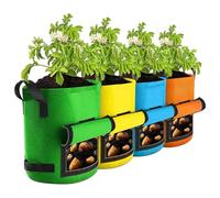 Potato Grow Bags, 4 Piece Fabric Vegetable Planting Containers, Nursery Pots with Handle, Gardening Tools for Growing Taro, Tomatoes, Radish, Carrots, Onions, Garlic in Home Garden or Outdoor Space