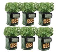 Potato Grow Bags Set 6 Pack 10 Gallon Plant Growing Bags for Vegetables Durable Root Friendly Vegetable Planting Bag with Strap Handles and Access Flap Window for Potatoes, Tomatoes, Strawberry