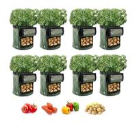 Potato Grow Bags Set 8 Pack 10 Gallon Plant Growing Bags for Vegetables Durable Root Friendly Vegetable Planting Bag with Strap Handles and Access Flap Window for Potatoes, Tomatoes, Strawberry
