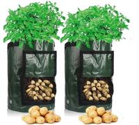 Potato Growing Bags, 50 L (7 Gallon), 34 x 35cm, Planter Bags with Flap Window and Handle, Grow Vegetables: Potato, Carrot, Tomato, & Onion (2-pack)