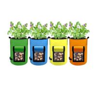 Potato Growing Bags - Vegetable Plant Bags for the Garden | Fabric Vegetable Growing Container with Handle | 4-Piece Non-Woven Fabric Grow Pots with Handles | Propagation Pots & Garden Accessories for