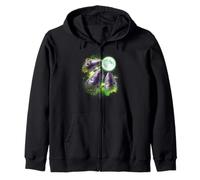 Potato howling at the moon green tie dye 3 potatoes howling Zip Hoodie