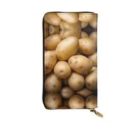 potato Long leather wallet, portable credit card holder, zippered coin purse, and ID compartment