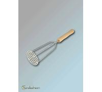 Potato Masher Crusher with Perforated Plate Metal Wooden Handle Squeezer