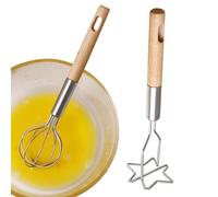 Potato Masher | Egg Beater Whisk, Sturdy Potato Masher, Professional Whisk Masher Kitchen Tool, Mashed Potato with Wooden Handle for Kitchen Easy and Convenient