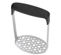 Potato Masher Heavy Duty Stainless Steel Masher, Broad and Ergonomic Horizontal, Fine Plate for Smooth Mashed Potatoes, Soft Grip and Non-Slip Handle, Stainless, Black