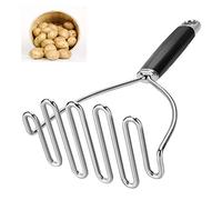 Potato Masher Large Heavy Duty Stainless Steel Potato Masher Kitchen Tool Professional Metal Wire Chopper for Beans Avocado Vegetables 26cm (Silver)