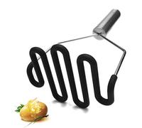 Potato Masher, Silicone Protect Body with Premuim Stainless Steel Non-Scratch Cookware for Smooth Mashed Potato Vegetables and Fruits Color Black by Jell-Cell