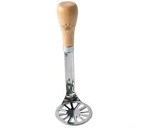 Potato Masher Stainless Steel for Baby Food Puree and Culinary Use with Wooden Handle Designed for Efficient Mashing of Soft Foods (C)