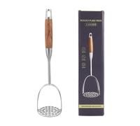 Potato Masher Stainless Steel,Hand Potato Smasher with Wooden Handle,Struggle-Free Mashing,for Vegetable and Fruit Masher,Dishwasher Safe (Rosewood)