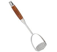 Potato Masher Stainless Steel Potato Ricer Wooden Handle Heavy Duty Hanging Hole Kitchen Restaurant Mash Potato Masher for Beans Vegetables Meat Pumpkin