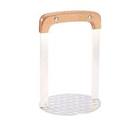 Potato Masher - Stainless Steel Vegetable Crusher, Heavy Duty Kitchen | Ergonomic Wooden Grip Manual Press Tool Smooth Texture Preparation Aid, Home Cooking Puree Maker Utensil