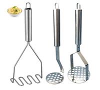 Potato Mashers Set of 3, Stainless Steel Potato Masher and Silicone Masher for Creamy Mashed Potatoes, Durable Mashed Potato Tool for Baby Potatoes and Mashing Needs