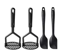 Potato Mashers Set, Silicone Potato Masher with Ergonomic Handles, Mash Potato Masher for Non Stick Pans, Efficient Food Preparation Tools, Dual Pack Kitchen Utensils with Scrapers