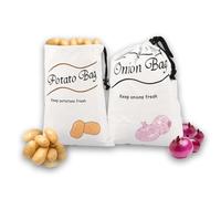 Potato Onion Storage Bag Set, Potato Bag with Drawstring Closure, Eco Friendly Onion Bag with Side Zipper, Reusable Vegetable Storage Sacks, 2PCS Linen Food Storage Bag, 26cm x 36cm
