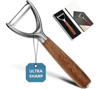 Potato Peeler for Kitchen,Premium Stainless Steel Vegetable Fruit Peeler with Real Wood Handle, Ultra Sharp and Durable Blade