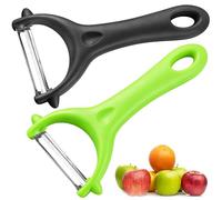 Potato Peeler Set - 2 Y-Shape Vegetable Peelers in Black & Green with Ergonomic Non-Slip Handle & Sharp Blade for Fruit Carrot Eggplant Cucumber