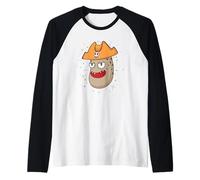 Potato Pirate with Hat Raglan Baseball Tee