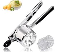 Potato Ricer 15oz, Heavy Duty Stainless Steel Potato Masher with 3 Interchangeable Discs, Large Masher and Ricer Kitchen Tool for Mashed Potatoes, Spaetzle Noodle Maker, Potato Press