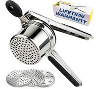 Potato Ricer, AIDOIT Large 15oz Potato Ricer Heavy Duty Stainless Steel Potato Masher with 3 Interchangeable Discs for Smooth and Fluffy Mashed Potatoes