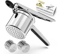 Potato Ricer for Mashed Potatoes, 450 ml and 2 Interchangeable Fixed Slices, Potato Masher for Fluffy Mashed Potatoes, Removable and Durable Potato Press with Silicone Handle