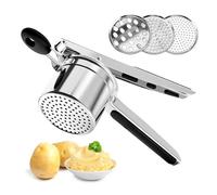 Potato Ricer, Heavy Duty Stainless Steel Masher with 3 Interchangeable Discs for Fluffy Mashed Potatoes, Baby Food & Fruit Press, Dishwasher Safe(Sliver,Size:13inch)