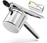 Potato Ricer, Ricer for Mashed Potatoes, Large 15oz Heavy Duty Potato Ricer Stainless Steel Make Fluffy Mashed Potatoes, Fixed Ricer Disc Potato Masher Without Messy, with Silicone Handle
