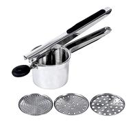 Potato Ricer,with 3 Interchangeable Discs,Stainless Steel Potato Masher Ricer for Mashed Potatoes,Mashed PotatoMasher for Commercial Home Use,Potatoes Press Kitchen Gadget Fruit & Veg Press,Black