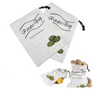 Potato Storage 2 Pack Potato Bags, Drawstring Potato Bags for Storing Potato Sacks with Side Zip Potato Bag, Keeps Potatoes Fresh