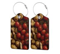 (Potatoes) 2 Pack Luggage Tags for Suitcases Leather Bag Tags Privacy Cover Id Card Label with Steel Loop for Travel Bag
