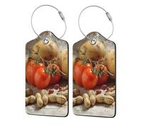 (Potatoes) 2 Pack Luggage Tags for Suitcases Leather Bag Tags Privacy Cover Id Card Label with Steel Loop for Travel Bag