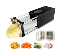 Potatoes Carrots Cucumbers Electric French Fry Cutter Machine - Stainless Steel Potato Chipper with 1/2 Inch, 3/8 Inch 2 Blade for Commercial & Household by SMTDGY