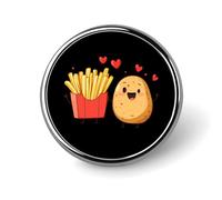 Potatoes French Fries Fashion Round Brooch Lapel Pins Badge for Bag Shirt Wedding Party Custom Jewelry