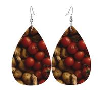 (Potatoes) Lightweight Leather Earrings For Women Elegant Dangle Drop Earrings For Casual Party Everyday Wear