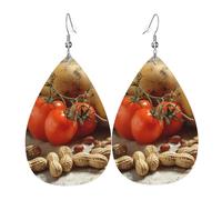 (Potatoes) Lightweight Leather Earrings For Women Elegant Dangle Drop Earrings For Casual Party Everyday Wear