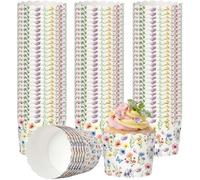 Potchen 100 Pcs Floral Cupcake Liners Spring Tea Party Muffin Liners Cups Paper Butterfly Flower Cupcake Wrappers Cases Cake Decorations for Spring Birthday Dessert Supplies