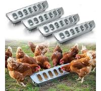 Potchen 4 Pcs Slide-top Poultry Feeder 12 Inch Durable Galvanized Metal Chicken Feeder Trough with Removable Top Trough Multi-Hole Tray for Pigeon Quails Duckling Birds Duck Chicken