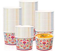 Potchen 50 Pack 9 oz Day of the Dead Disposable Paper Cups Dia De Los Muertos Floral Disposable Soup Bowls Mexican Plates Paper Snack Cups Cinco De Mayo Party Supplies for Dessert Hot or Cold Food