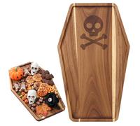 Potchen Halloween Cutting Board Wood Charcuterie Gothic Acacia Wood Cutting Board Spooky funny tableware Gifts for Halloween Day of The Dead Party Decor(Coffin)